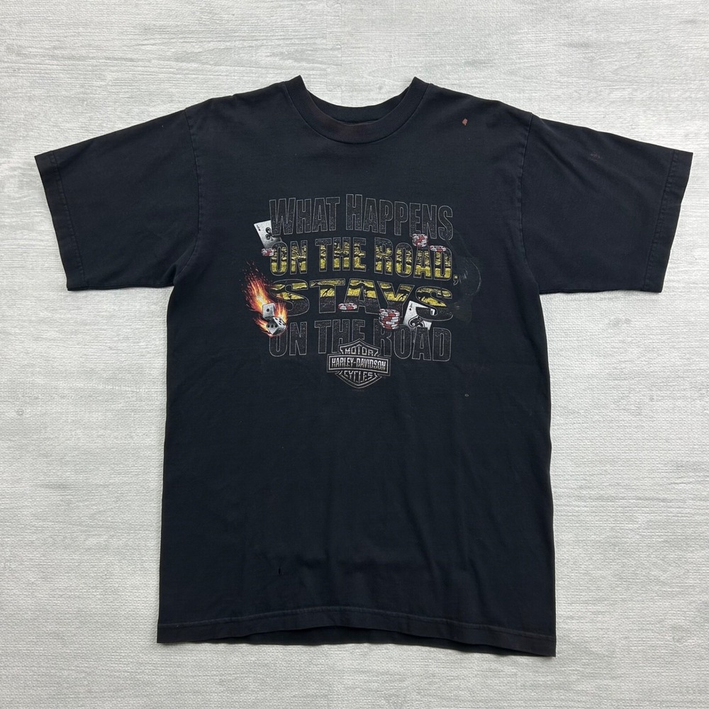 Vintage Harley Davidson Shirt Size Large Black Orlando Florida Casino Biker Dice